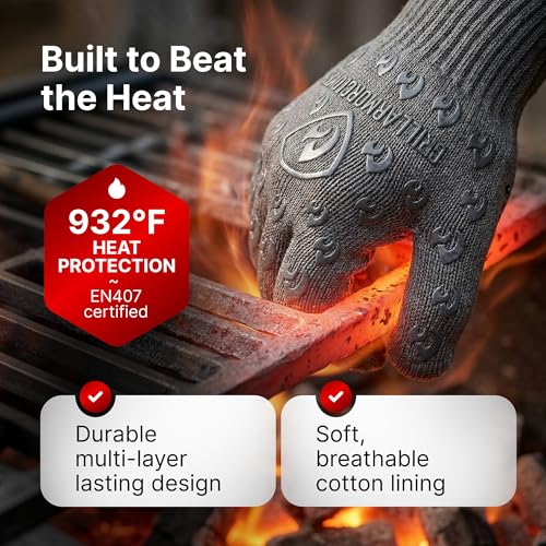 Oven Gloves with Fingers (One Size Fits Most Standard Cuff / Gray)