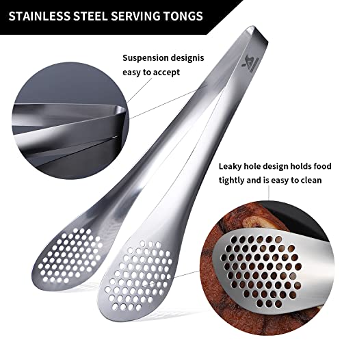 11Inch Kitchen Cooking Food Tongs Stainless Steel Buffet Tongs (silver 11" Serving Tongs)