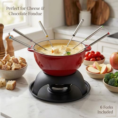 Cast Iron Cheese Fondue Pot Set