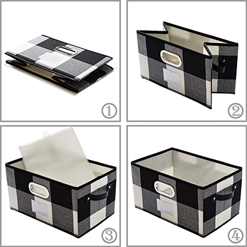 Fodable Storage Bins for Closet [3 (Black And Whint Grid / Medium(3-Pack))