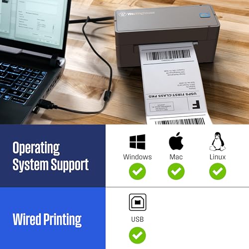 USB Shipping Label Printer for Mac & Windows (WHTP203v)