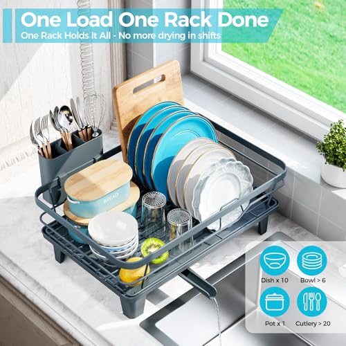 Urakify Dish Drying Rack for Kitchen Counter (Blue)