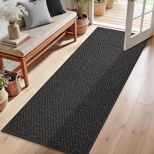Hallway Runner Rugs Non (Black / 2' x 6')