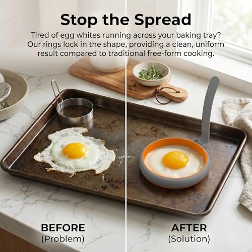 Silicone Egg Rings for Frying Egg (4Pcs Round / Gray)