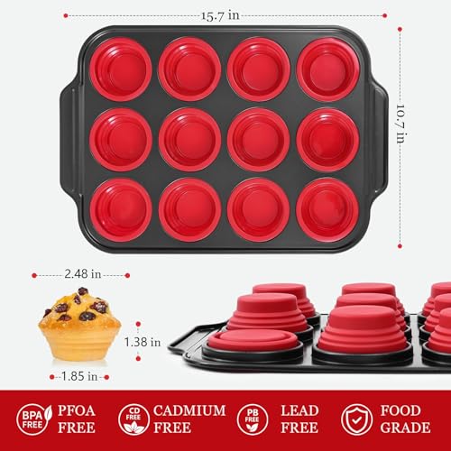 Silicone Muffin Pan (12 Cups Red)