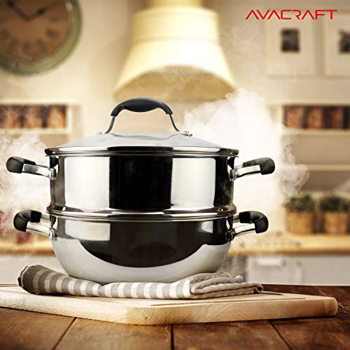 3 Piece 18 10 Stainless Steel Steamer Pot Set with Glass Lid
