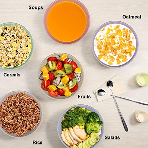 Wheat Straw Bowls Set 60 OZ Unbreakable Large Cereal Bowls Set of 6 Microwave and Dishwasher Safe Bowls Big Bowls for Dorm and Apartment BPA Free Soup Bowl for Serving Oatmeal and Salad Etc… (60 oz / Pink,Blue,Green,Beige,Purple,Grey)