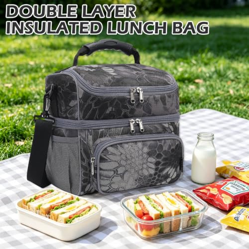 Double Layer Cooler Insulated Lunch Bag Adult Lunch Box Large Tote Bag for Men (2 Count)