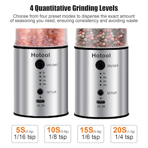 8oz Rechargeable Electric Salt and Pepper Grinder Set