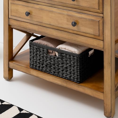 Storage Baskets for Organizing (Black / 16½"L x 13"W x 7½"H)