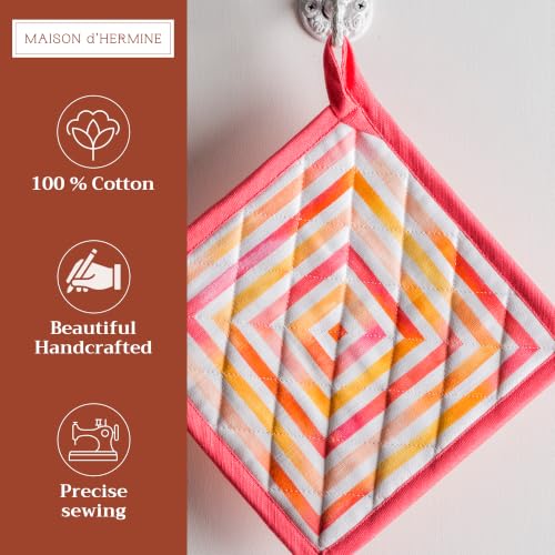 Pot Holders 100% Cotton Potholders (073 - Summer Maze / 8" x 8" (Pot Holder Pack of 1))