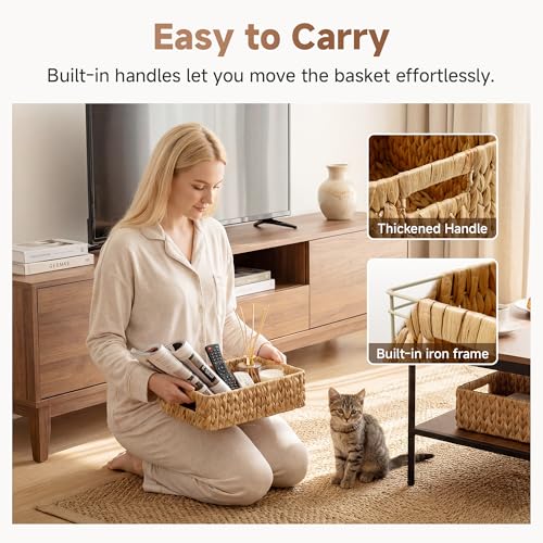 Small Wicker Baskets for Shelves (Natural (Water Hyacinth) / 2x 11¼"L x 7½"W x 3½"H)