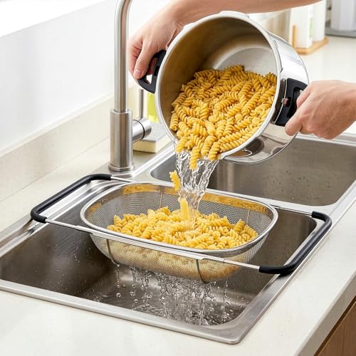 2 Pack Over the Sink Oval Colander for Kitchen