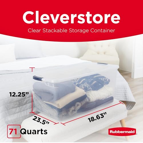 Cleverstore 71 Qt Clear Storage Bins with Lids (71 Qt - 4 Pack)
