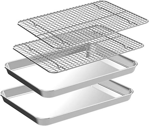 Jelly Roll Pan with Cooling Rack Set [2 Baking Pans + 2 Baking Racks]