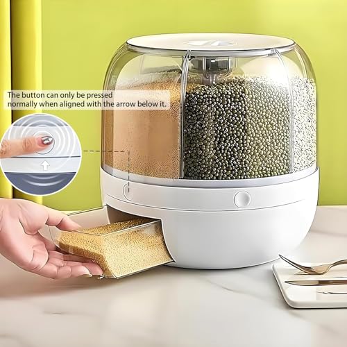 Rotating Grain Storage Bin 6 Grids Rice Container One (Small)