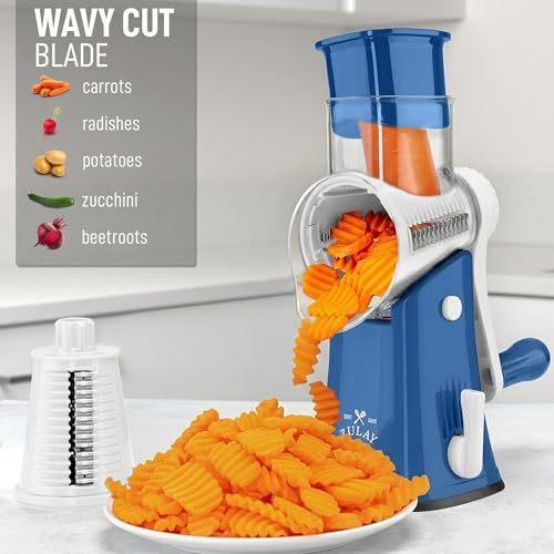 Rotary Cheese Grater Manual Hand Crank 5 Blade Shredder