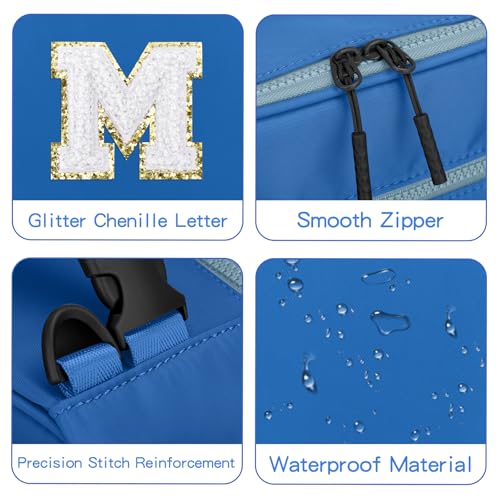 Lunch Box Kids Large Initial Insulated Lunch Bag for Girls (Blue / M)