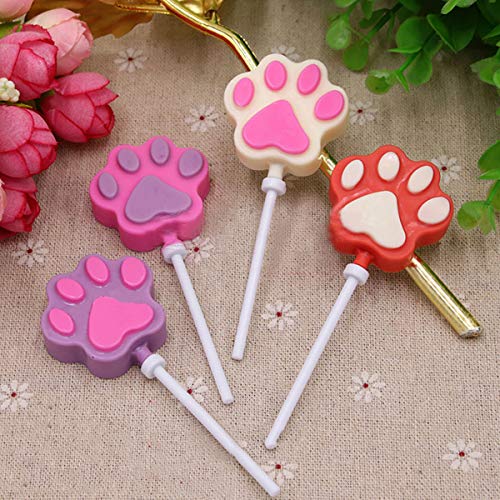 12 Capacity Cat Paw Silicone Lollipop Mold Set (Cat Paw Pink)