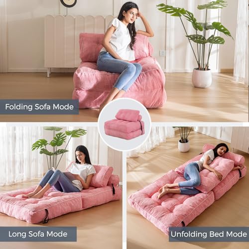 Folding Sofa Bed (Pink / Single)