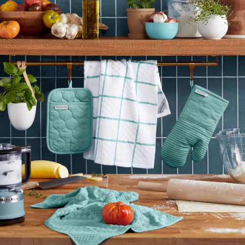 Quilted Cotton Oven Mitt (Mineral Water)