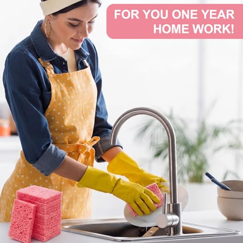 48 Pcs Sponges Bulk Sponges Kitchen Compressed Sponge (Pink)