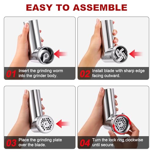 Stainless Steel Food Grinder Attachment for KitchenAid Mixers