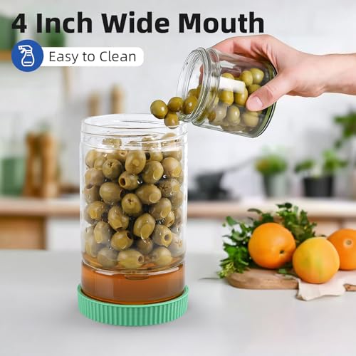 Glass Pickle Jar with Strainer Flip (Green)