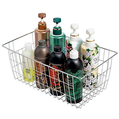 Farmhouse Freezer Bastets Organizer Bin Large Metal Wire Food Storage Organizer Bin Basket (3-P / Chrome)