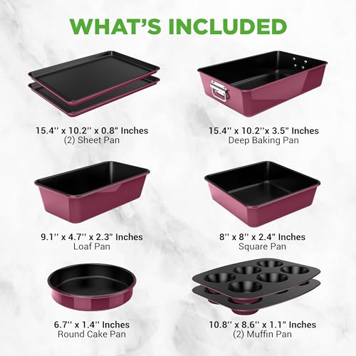 8 Piece Nonstick Stackable Bakeware Set (Purple)
