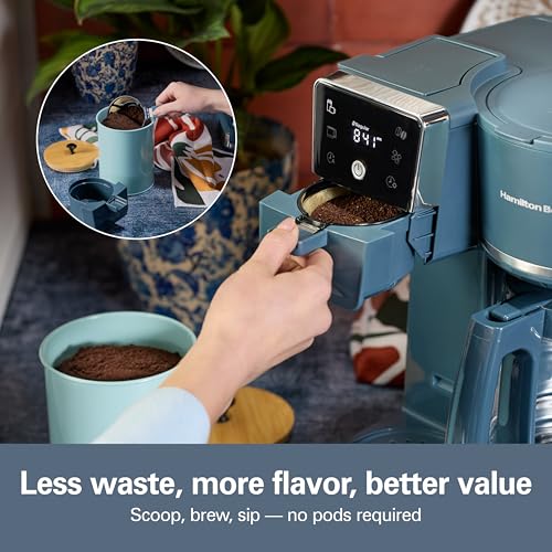 2 Way Drip Coffee Maker & Single Serve Coffee Machine (12 Cup / Kitchen Makeover Blue)