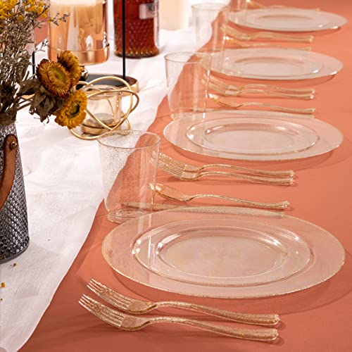 102 Pcs Gold Glitter Plastic Plates (102 Pieces / Gold Glitter)