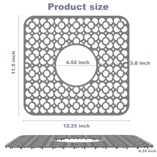 TOOVEM 2PCS Kitchen Sink Mats (11.5 x 12.25 inches Grey)