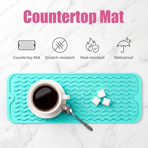 Silicone Dish Drying Mat for Multiple Usage (Mint / 17"L x 6"W)