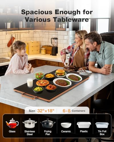 Electric Warming Tray (32″×18″ / Gold)