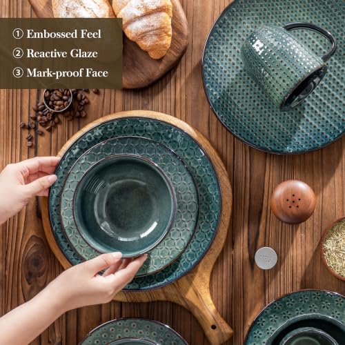 16 Pieces Dinnerware Sets (Green / Service for 4 (16 Pcs))
