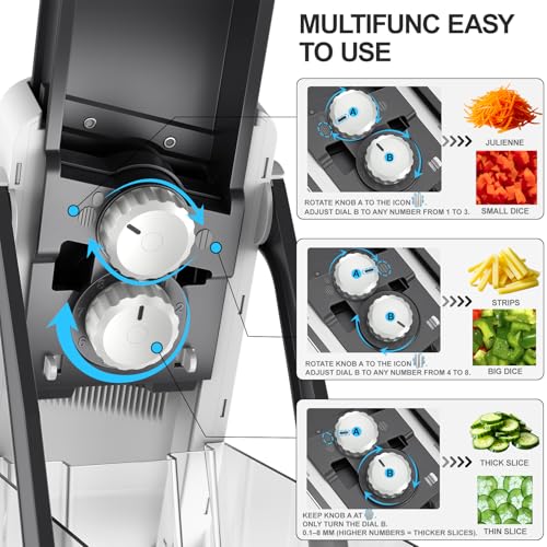 Safe Mandoline Potato Slicer Pro (4th Gen, Gray)