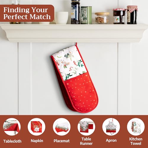Double Oven Mitts 100% Cotton Double Oven Glove (107 - Noel / 7" x 35" (Double Oven Mitt))