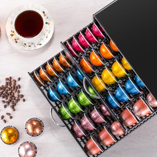for Vertuo Pod Holder Coffee Pod Storage for Nespresso Pod Organizer Large Capacity Fits All Size Vertuo Pods 2 Tier Drawer (Standard Style)