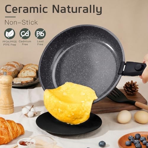 Pots and Pans Set Non Stick (Dark Gray / 17PCS-Big Size)