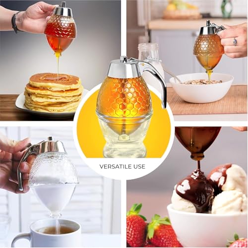 8oz No Drip Glass Honey Dispenser with Plastic Top (Plastic Top)