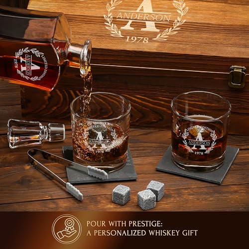 Personalized Old Fashioned Whiskey Decanter and Stones Gift Set