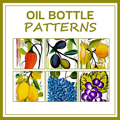 17oz Hand Painted Glass Olive Oil Bottle Dispenser (olive)