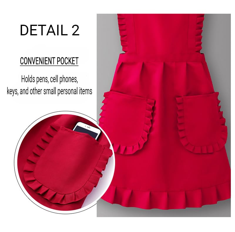 Personalized Custom Aprons Custom Adjustable Kitchen Cooking Aprons Hair Stylist Cafe Work Aprons For Men And Women (Red Black)