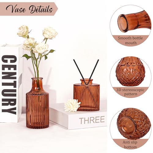 Set of 36 Glass Bud Vases Small Flower Vases for Centerpieces (Dark Amber)