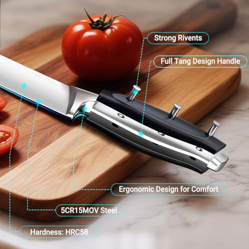 4PSC Knife Block Set With Magnetic Knife Block Holder (4Pcs Silver Knife Block Set)