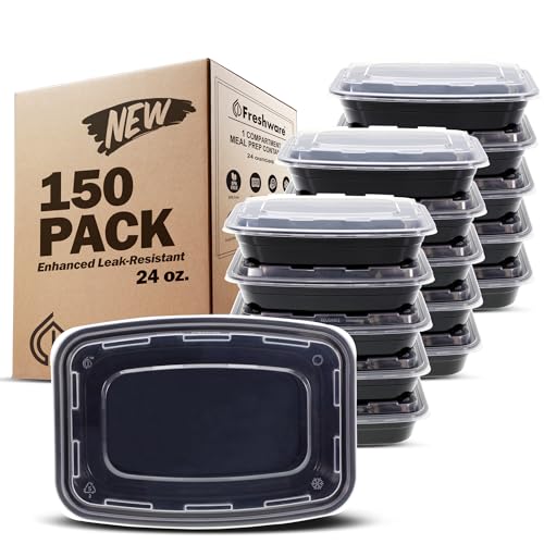 Meal Prep Containers [150 Pack] 1 Compartment with Lids (24OZ-150PK)