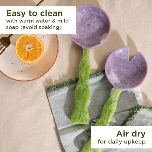 Lavender Sage Resin Salad Servers Set of 2 (12 inches / Lavender & Sage)