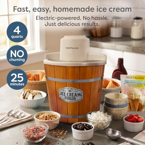 Electric Ice Cream Maker With 4 Qt Capacity (4 Qt / Light Wood)