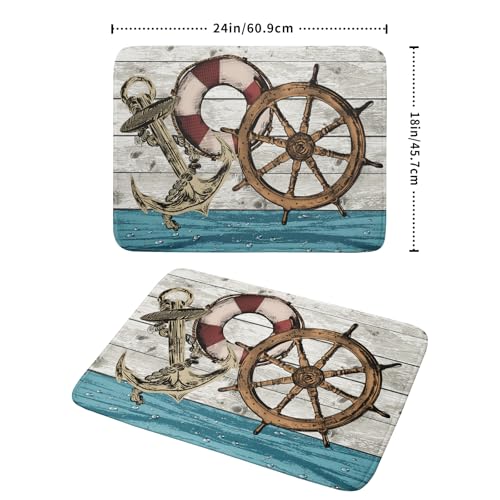 Nautical Anchor Dish Drying Mat 18x24 inch Coastal Boat Fast Dry Microfiber Reversible Dish Drainer Pad Kitchen Countertop Tabletop Decor (Marine Anchor / 18" x 24")